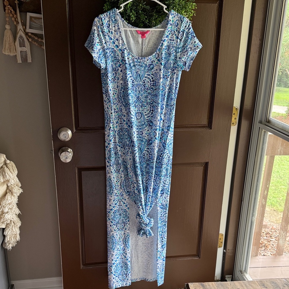 Blue Patterned Maxi Dress - Picture 4 of 4